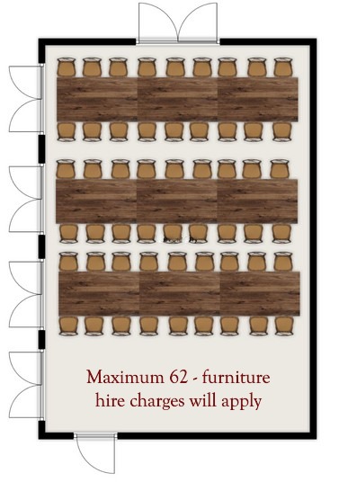 Floor plan diagram showing Hop Barn with a bespoke table layout