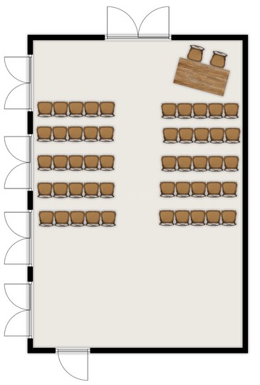 Floor plan diagram showing the Hop Barn wedding ceremony layout