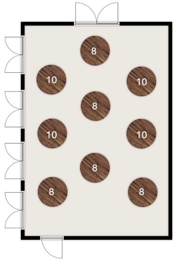 Floor plan diagram showing Hop Barn with a round top table