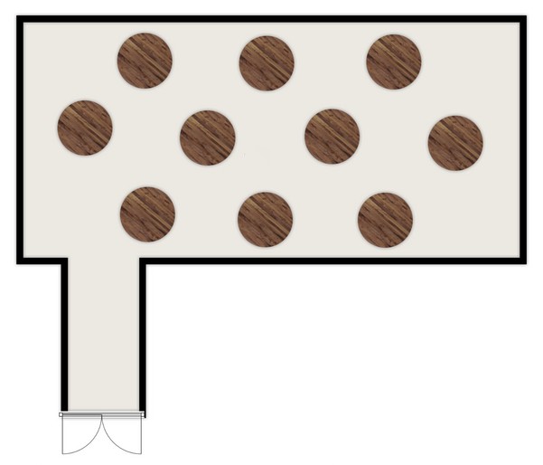 Floor plan diagram showing Spring Barn with a round top table